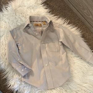 Class Club Boys Long-Sleeve Button Down Shirt in Light Beige/grey